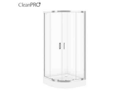 CERSANIT - SET B96 čtvrtkruhový sprchový kout ARTECO 80 x190, transparent + vanička TAKO 80x16 S601-113