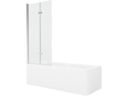 MEXEN/S - Cubik obdélníková vana 150 x 70 cm s panelem + vanová zástěna 80, transparent, chrom 550315070X9208020100