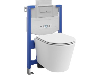 MEXEN/S - WC předstěnová instalační sada Fenix XS-U s mísou WC Rico + sedátko softclose, bílá mat 68530724001