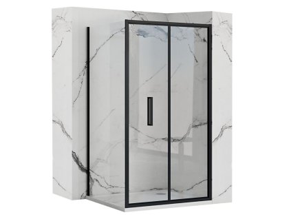 REA/S - SPRCHOVÝ KOUT RAPID FOLD dveře 100 / stěna 100 - černé KPL-09906