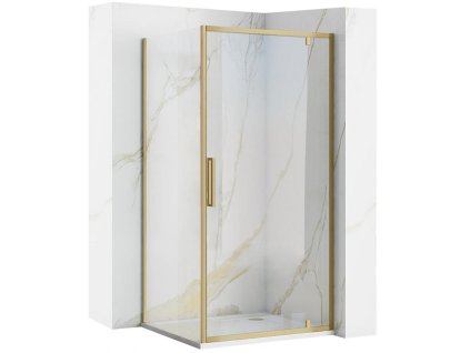 REA/S - Sprchová kabina Rapid Swing Brush Gold Dveře: 90 x Sprchová zástěna: 90 KPL-02501