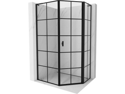 MEXEN/S - Mist Lsprchový kout pětiboký křídlový asymetrický pravá 80 x 100, černá kratka, černá 8A8L-080-100-70-77-P