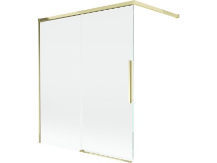 MEXEN/S - Rox vanová zástěna 2-křídlová posuvná 140 x 150, transparent, zlatá 8C9-140-003-50-00