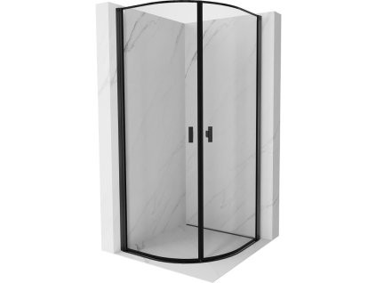 MEXEN - MIST dveřní část čtvrtkruhová (2d) 70x70x200 cm 6mm černá, okraj 8A31-070-070-70-70