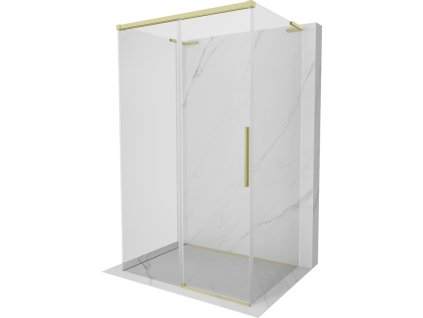 MEXEN/S - Rox-3S L sprchový kout 3 stěnný , posuvný 105 x 85, transparent, zlato kartáčovaná 8C2L-105-085-55-00-3S