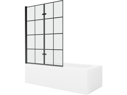 MEXEN/S - Vega obdélníková vana 180 x 80 cm s panelem + vanová zástěna 120, černá vzor 550118080X9212027077