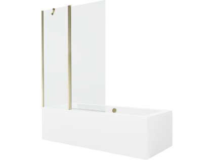 MEXEN/S - Cube obdélníková vana 170 x 80 cm s panelem + vanová zástěna 120, transparent, zlatá 550517080X9412115000