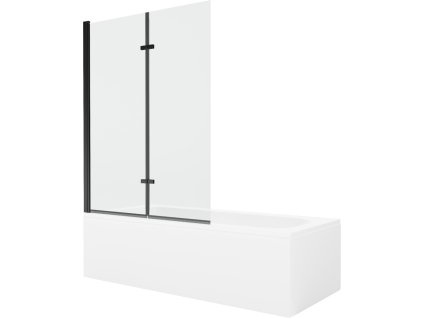 MEXEN/S - Vega obdélníková vana 180 x 80 cm s panelem + vanová zástěna 120, transparent, černá 550118080X9212027000