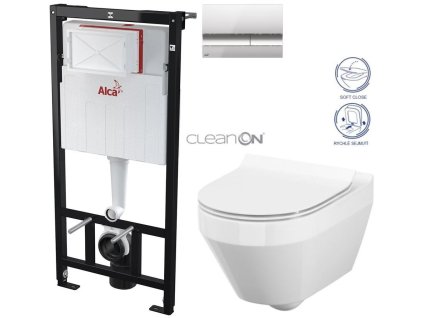 Předstěnový instalační systém s chromovým tlačítkem M1721 + WC CERSANIT CLEANON CREA OVÁL + SEDÁTKO AM101/1120 M1721 CR1