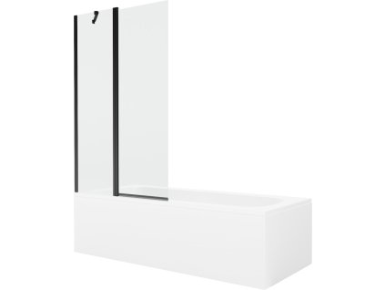 MEXEN/S - Vega obdélníková vana 180 x 80 cm s panelem + vanová zástěna 100, transparent, černá 550118080X9410117000