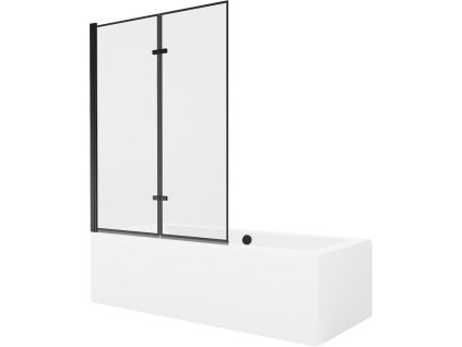 MEXEN/S - Cube obdélníková vana 170 x 80 cm s panelem + vanová zástěna 120, černá vzor 550517080X9212027070