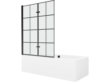 MEXEN/S - Cube obdélníková vana 170 x 80 cm s panelem + vanová zástěna 120, černá vzor 550517080X9212027077