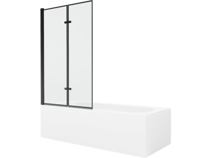 MEXEN/S - Vega obdélníková vana 180 x 80 cm s panelem + vanová zástěna 100, černá vzor 550118080X9210027070