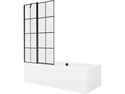 MEXEN/S - Cube obdélníková vana 170 x 80 cm s panelem + vanová zástěna 100, černá vzor 550517080X9410117077