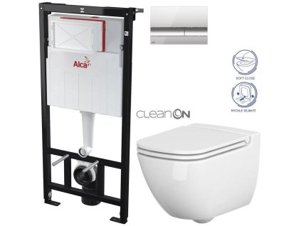 Předstěnový instalační systém s chromovým tlačítkem M1721 + WC CERSANIT CLEANON CASPIA + SEDÁTKO AM101/1120 M1721 CP1