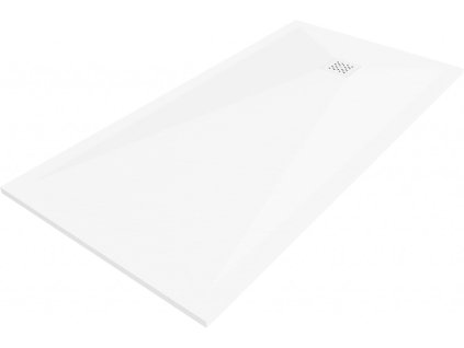 MEXEN/S - Stone+ obdélníková sprchová vanička 180 x 100, bílá, mřížka bílá 44101018-W
