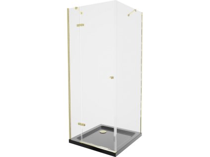 MEXEN/S - Roma sprchový kout 90x90, transparent, zlatá + černá vanička se sifonem 854-090-090-50-00-4070G