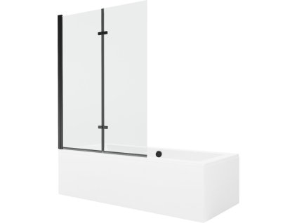MEXEN/S - Cube obdélníková vana 170 x 80 cm s panelem + vanová zástěna 120, transparent, černá 550517080X9212027000