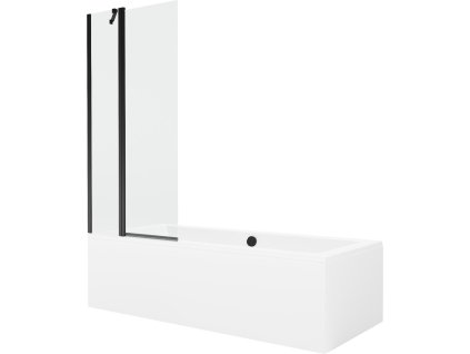 MEXEN/S - Cube obdélníková vana 180 x 80 cm s panelem + vanová zástěna 80, transparent, černá 550518080X9408117000