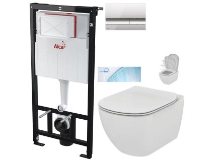 Předstěnový instalační systém s chromovým tlačítkem M1721 + WC Ideal Standard Tesi se sedátkem SoftClose, AquaBlade AM101/1120 M1721 TE1