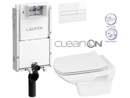 LAUFEN Podomít. systém LIS TW1 SET s bílým tlačítkem + WC CERSANIT CLEANON CARINA + SEDÁTKO H8946630000001BI CA3