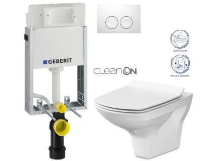 GEBERIT KOMBIFIXBasic vč. bílého tlačítka DELTA 21 + WC CERSANIT CLEANON CARINA + SEDÁTKO 110.100.00.1 21BI CA3
