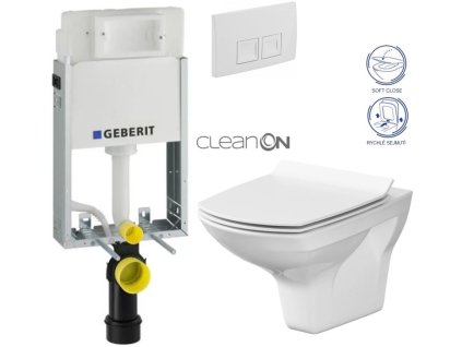 GEBERIT KOMBIFIXBasic vč. bílého tlačítka DELTA 50 + WC CERSANIT CLEANON CARINA + SEDÁTKO 110.100.00.1 50BI CA3