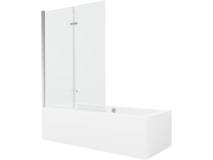 MEXEN/S - Cube obdélníková vana 180 x 80 cm s panelem + vanová zástěna 120, transparent, chrom 550518080X9212020100