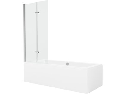 MEXEN/S - Cube obdélníková vana 180 x 80 cm s panelem + vanová zástěna 80, transparent, chrom 550518080X9208020100