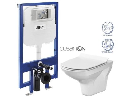 JIKA předstěnový instalační 8 cm systém bez tlačítka + WC CERSANIT CLEANON CARINA + SEDÁTKO H894652 X CA3