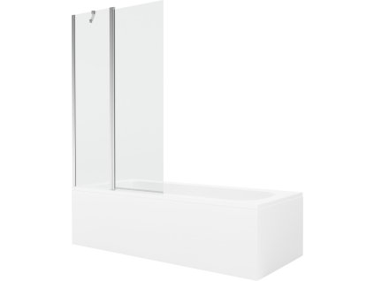 MEXEN/S - Vega obdélníková vana 180 x 80 cm s panelem + vanová zástěna 100, transparent, chrom 550118080X9410110100