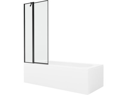 MEXEN/S - Vega obdélníková vana 150 x 70 cm s panelem + vanová zástěna 80, černá vzor 550115070X9408117070