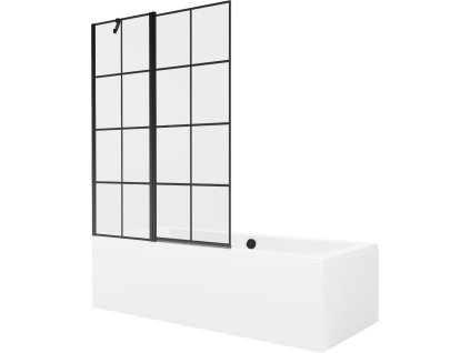 MEXEN/S - Cube obdélníková vana 170 x 80 cm s panelem + vanová zástěna 120, černá vzor 550517080X9412117077