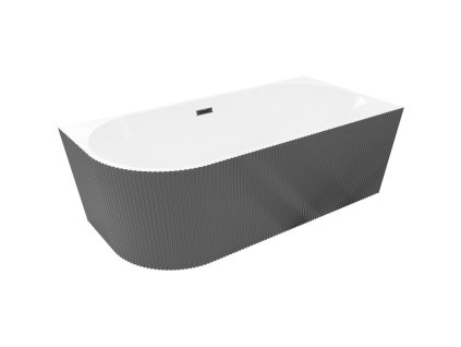 MEXEN/S - Silo volně stojící rohová vana pravá reliéf 170 x 80, bílá/šedá, sifon a přepad černá 52891708062P-70