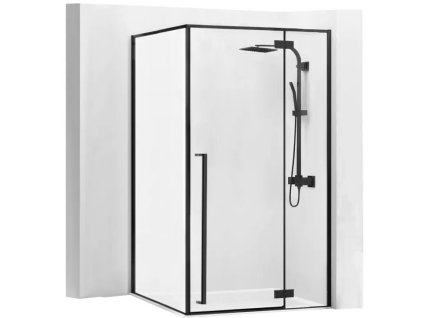 REA/S - Sprchový kout Fargo - matná černá 80x100 s bílou sprchovou vaničkou Savoy KPL-K4906