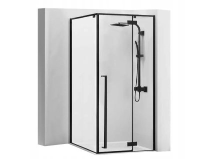 REA/S - Sprchový kout FARGO 90x90 - matný černý s bílou sprchovou vaničkou Savoy KPL-K6318