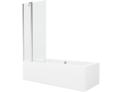 MEXEN/S - Cube obdélníková vana 170 x 80 cm s panelem + vanová zástěna 80, transparent, chrom 550517080X9408110100