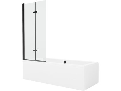 MEXEN/S - Cube obdélníková vana 170 x 80 cm s panelem + vanová zástěna 80, transparent, černá 550517080X9208027000