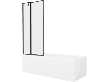 MEXEN/S - Cubik obdélníková vana 160 x 70 cm s panelem + vanová zástěna 80, černá vzor 550316070X9408117070