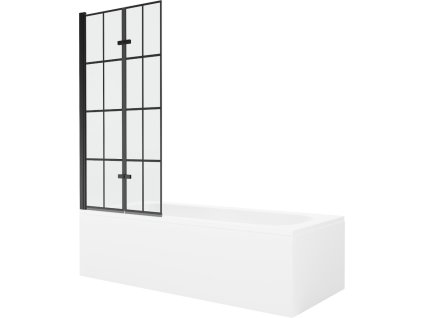 MEXEN/S - Vega obdélníková vana 150 x 70 cm s panelem + vanová zástěna 80, černá vzor 550115070X9208027077