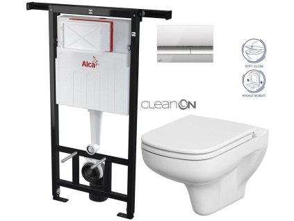 ALCA Jádromodul - předstěnový instalační systém s chromovým tlačítkem M1721 + WC CERSANIT CLEANON COLOUR + SEDÁTKO AM102/1120 M1721 CN1