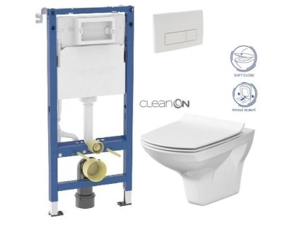 GEBERIT DuofixBasic s bílým tlačítkem DELTA51 + WC CERSANIT CLEANON CARINA + SEDÁTKO 458.103.00.2 51BI CA3