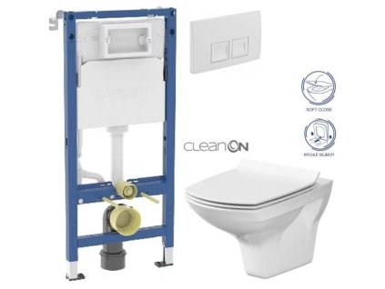 GEBERIT DuofixBasic s bílým tlačítkem DELTA50 + WC CERSANIT CLEANON CARINA + SEDÁTKO 458.103.00.2 50BI CA3