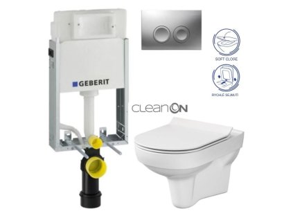 GEBERIT KOMBIFIXBasic vč. matného tlačítka DELTA 25 + WC CERSANIT CITY NEW CLEANON + WC SEDÁTKO SLIM 110.100.00.1 21MA CI2
