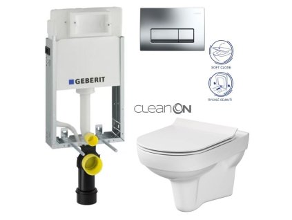 GEBERIT KOMBIFIXBasic vč. chromového tlačítka DELTA 51 + WC CERSANIT CITY NEW CLEANON + WC SEDÁTKO SLIM 110.100.00.1 51CR CI2