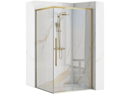REA/S - Sprchový kout SOLAR - zlatý Brush 90x90 Se sprchovou vaničkou Savoy black KPL-96019