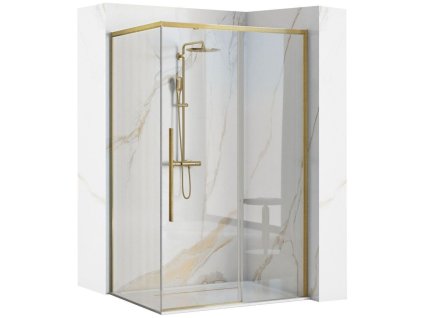 REA/S - Sprchový kout SOLAR - zlatý Brush 100x80 Se sprchovou vaničkou Savoy KPL-96020