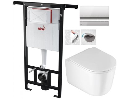 Předstěnový instalační systém s chromovým tlačítkem M1721 + WC DEANTE Jasmin se sedátkem RIMLESS AM102/1120 M1721 JA1