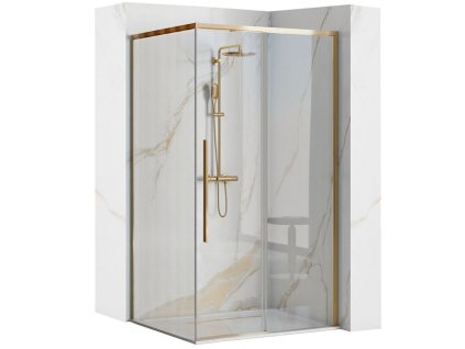 REA/S - Sprchový kout SOLAR - zlatý 90x90 Se sprchovou vaničkou Savoy black KPL-K1900