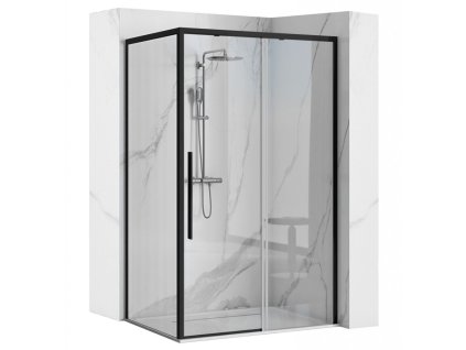 REA/S - Sprchový kout SOLAR 90x90 - matná černá s bílou sprchovou vaničkou Savoy KPL-K6412